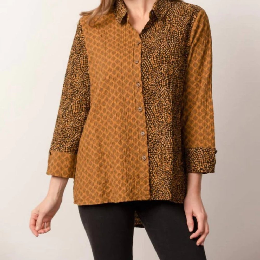 Habitat Spot-On shaped shirt XL bronze yellow black blouse